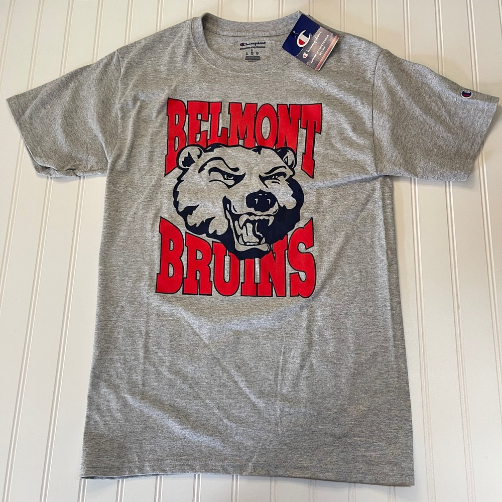 NWT Champion Belmont Bruins T-Shirt Unisex Adult Small Gray Short Sleeve Tee